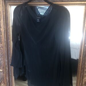 Express totally sheer Black Silk Top